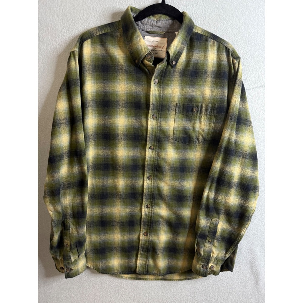 Weatherproof Vintage Button Up Men's‎ Large Flannel Shirt Plaid Long Sleeve